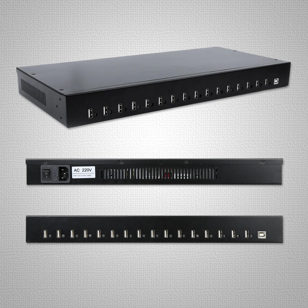 Фото USB-хаб Good Sipolar A-165 на 16 портов, монтируемый в 19-дюймовую стойку 1U, зарядная станция 200 Вт для мобильных телефонов и смартфонов №1