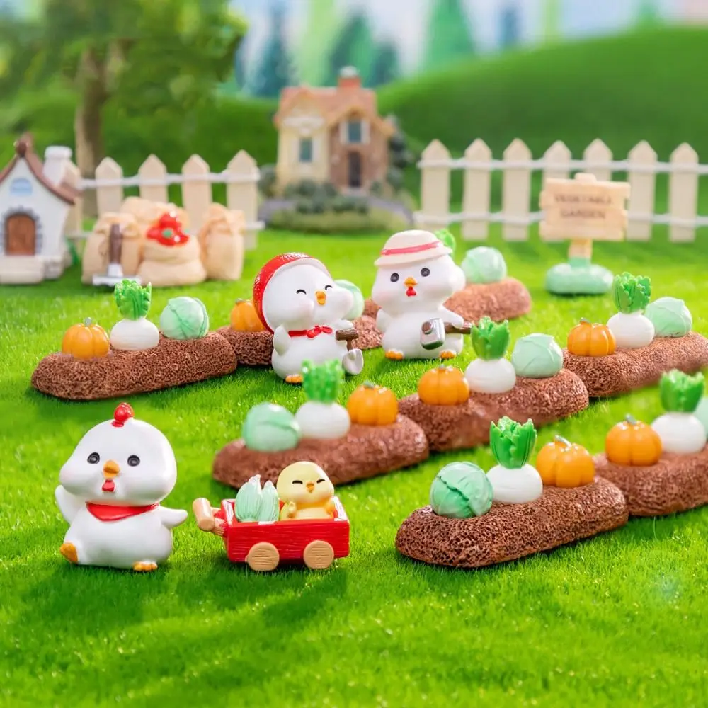 Мини-фигурки курицы из мультфильма подарок миниатюрная статуя животного желтой