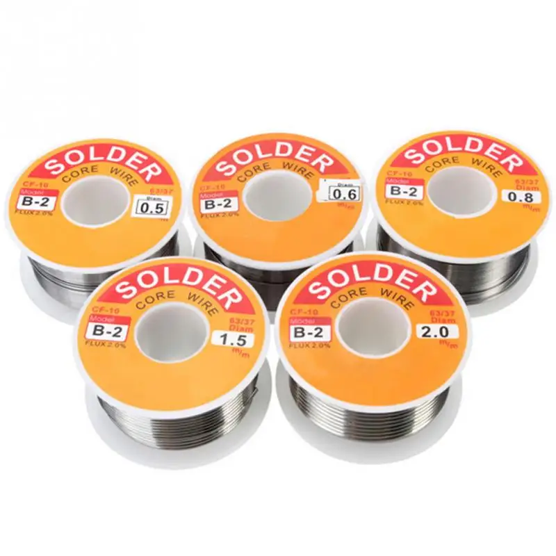 

100g 0.5/0.6/0.8/1/1.2mm 63/37 FLUX 2.0% 45FT Tin Lead Tin Wire Melt Rosin Core Solder Soldering Wire Roll No-clean