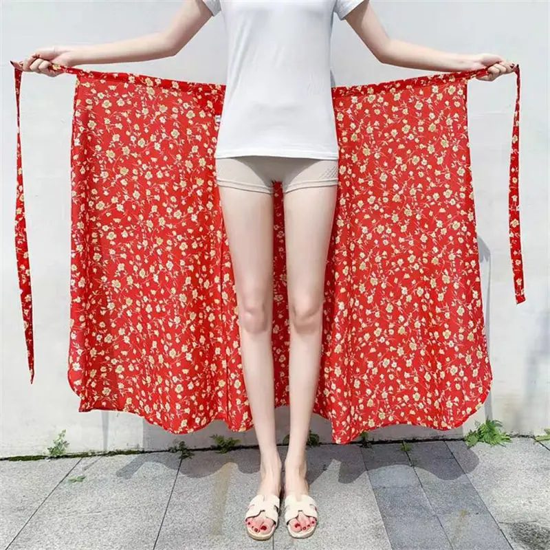 

Hot Summer Sexy Women Lace Up Wrap Skirts Fashion Ruffles Loose Slim Long Wrap Skirt Ladies Beach Clothing Female