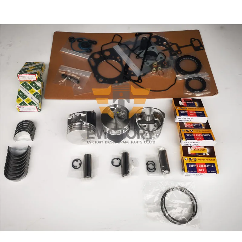 

For YANMAR 3TNV76 oversize rebuild kit piston ring +0.50mm gasket bearing