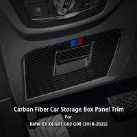 2pcs carbon fiber car storage box panel trim car styling cover decals for bmw new x3 x4 g01 g02 g08 2018 2022 car accessories