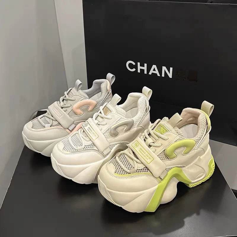 

FAFA Pops Shoes Female Spring And Summer 2023 New Breathable Single Mesh Surface Inside The Thick Bottom Casual Sports Shoes