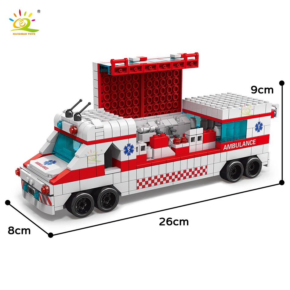 HUIQIBAO 1000 + шт. городская больница скорой помощи Building Block DIY эскорт автомобиль Rescuecar
