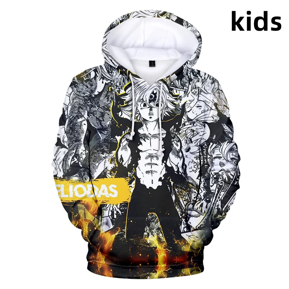 

The Seven Deadly Sins 3D Print Hoodies Boys Girls Meliodas Sin Of Anger Harajuku Pullover Cosplay Sweatshirts Children Clothes