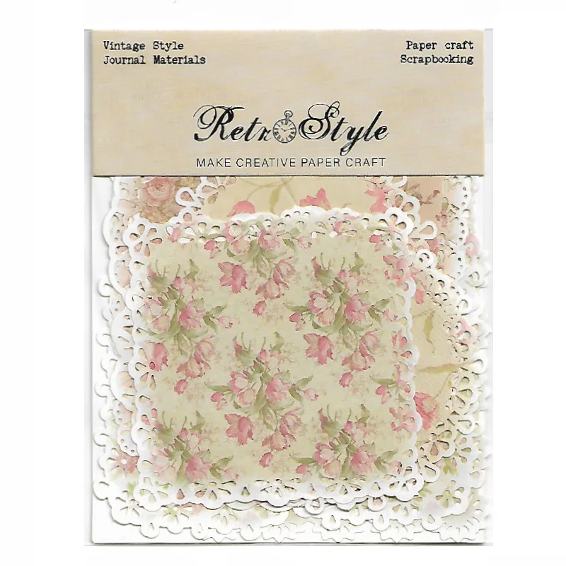 

20Pcs Pink Lace Edge Tag Material Papers Vintage Memo Scrapbooking Decor Background Paper for Journal Plan Diary Craft