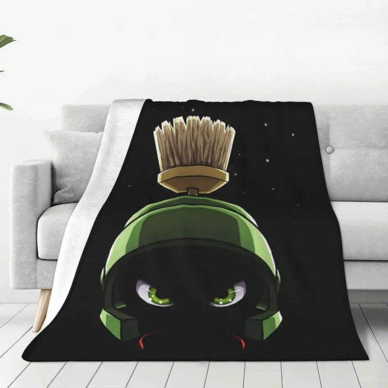 

Marvin The Martian Cartoon Blanket Flannel Textile Decor Alien Multifunction Super Warm Throw Blankets for Bed Car Rug Piece