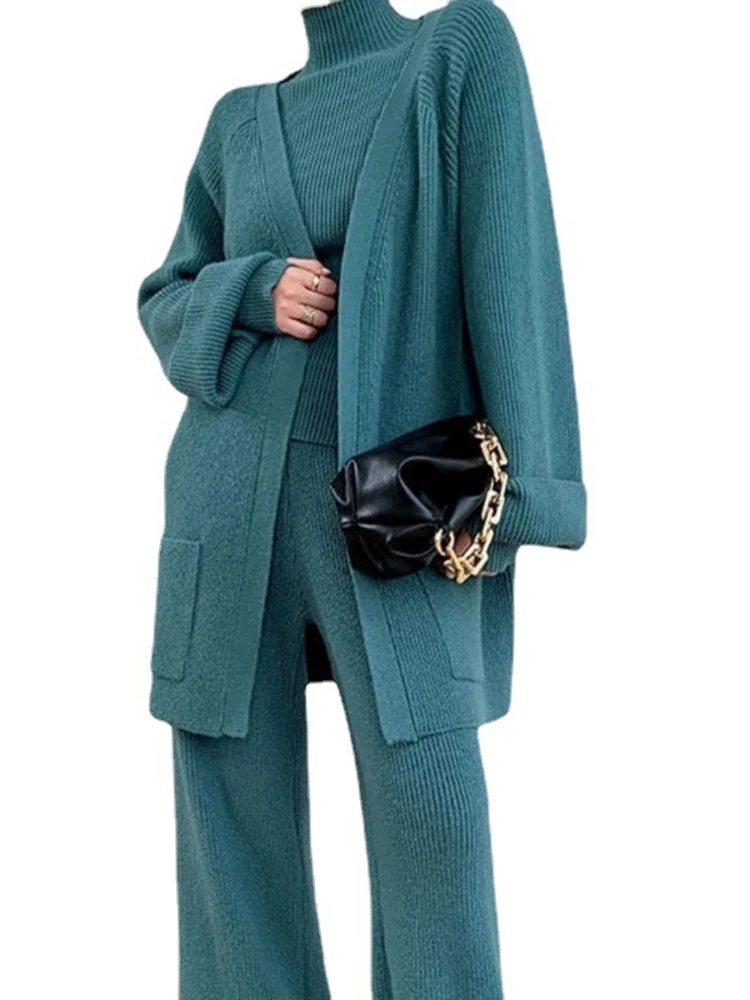 BZVW повседневный комплект из трех предметов женская водолазка вязаный кардиган