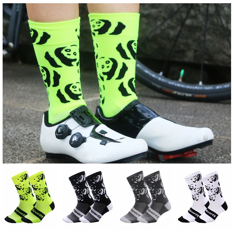 

Bicycle Cycling Socks Cartoon Panda Sport Breathable Sweat Absorption Pressurein Socks Fashion Professional Socks for Men Women