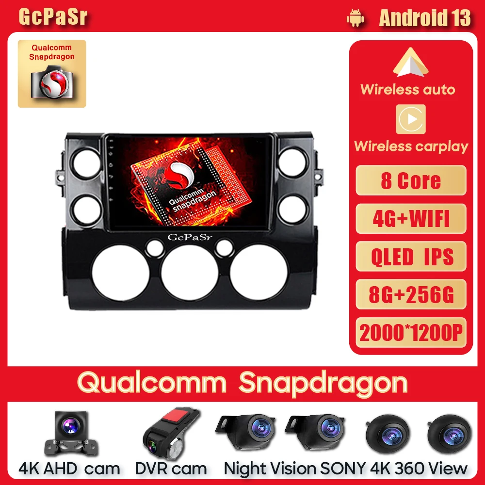 

Qualcomm Snapdragon Car Radio Multimedia Video Player For Toyota FJ Cruiser J15 2006 - 2020 Head Unit 4G WiFi Blue tooth Android