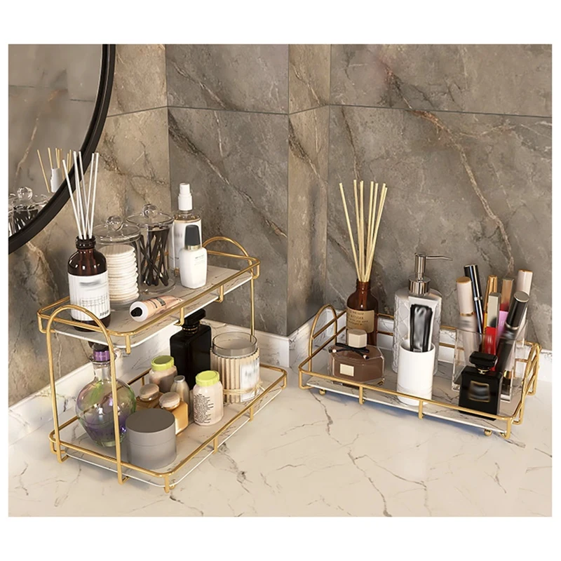 

Light Luxury Countertop Makeup Organizer Skin Care Products Perfume Organizer For Cosmetics Bathroom Storage Rack