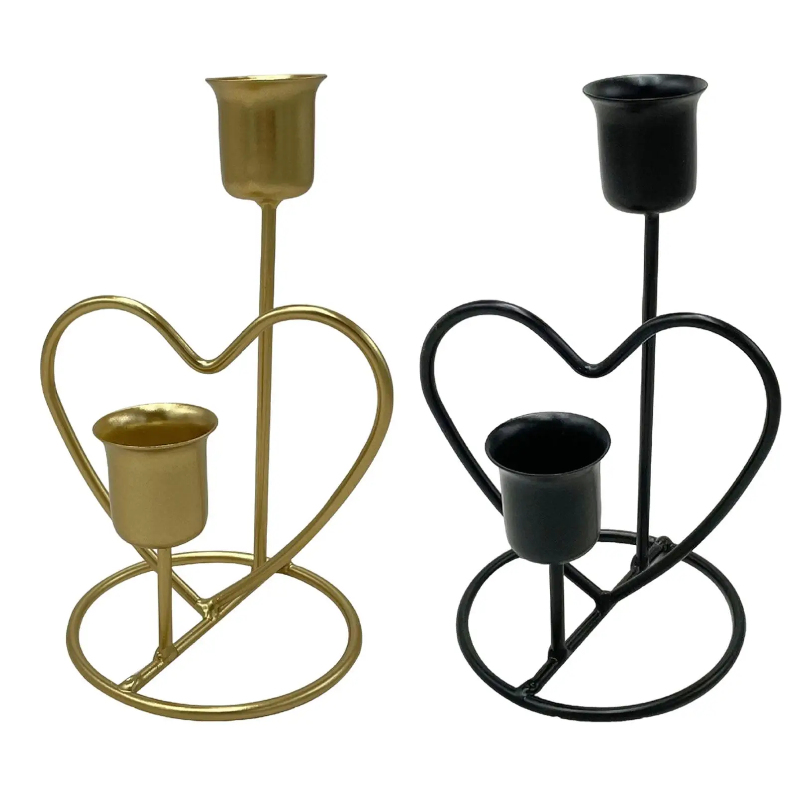 Iron Candle Candlestick Candles Lantern Art Decor Pillar Candles Desktop Candelabrum Decorative Rustic Heart Shaped for Tabletop