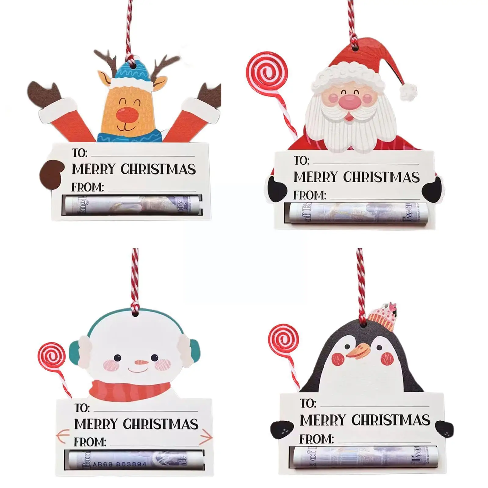 

Рождественское украшение для денег, Рождественский новогодний мультяшный Пингвин, Санта, снеговик, Декор, детский подарок, кошелек для вечерние, «сделай сам», олень Q6J6