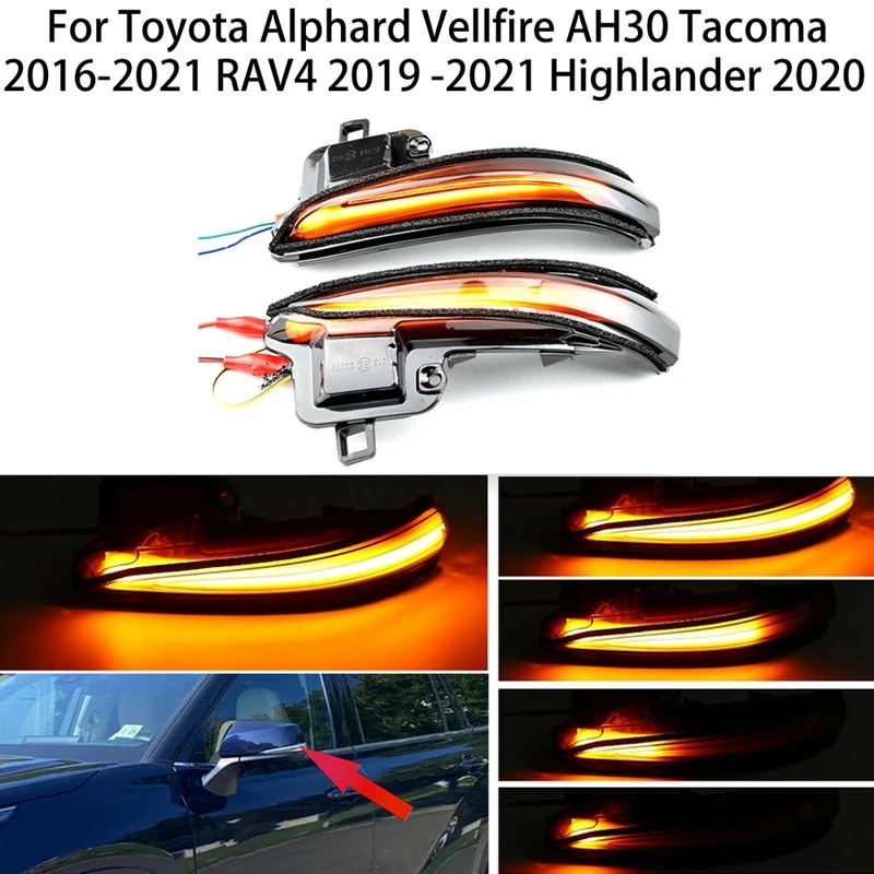 

Светодиодный динамический светильник воротный сигнал для Toyota Alphard Vellfire AH30 Tacoma 16-21 RAV4 19-21 Highlander 2020, последовательное боковое зеркало