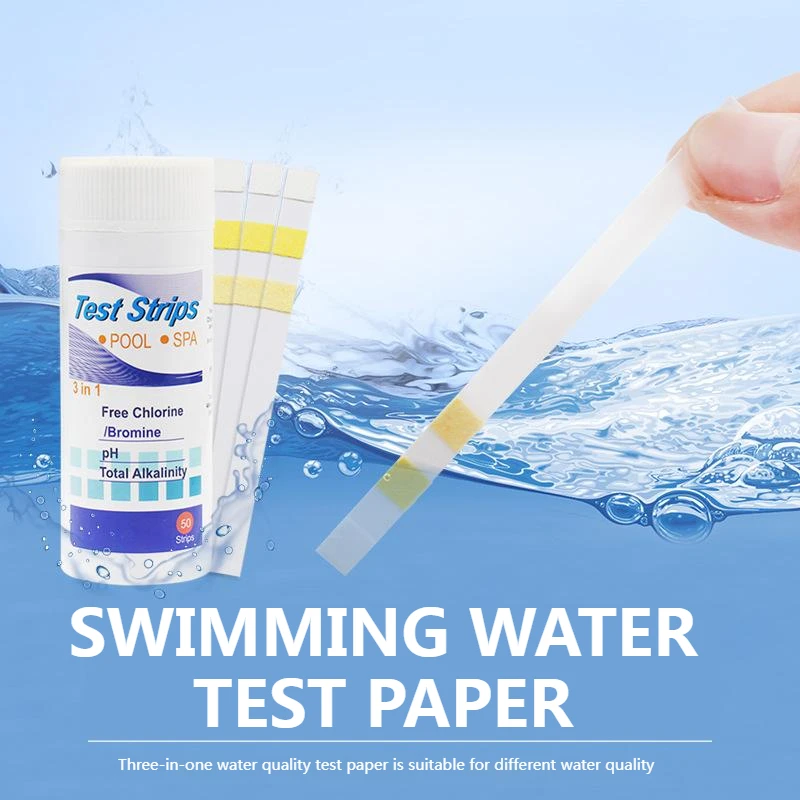 

50Pcs Swimming Pool Water Test Paper 3 In 1 Multipurpose PH Chlorine Alkalinity Bromine Hardness detection Indicator Papers Tool