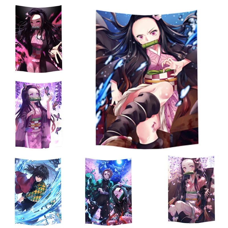 

Demon Slayer Blade Kimetsu No Yaiba Cartoon Anime Manga Peripheral Kamado Tanjirou Nezuko Background Tapestry Home Decoration