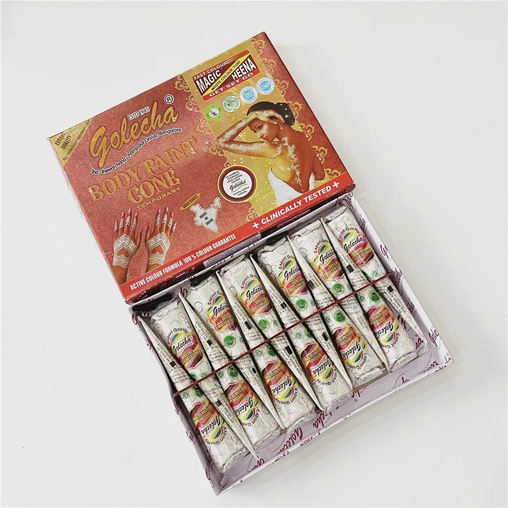 12 шт. паста для татуировки хной черные белые коричневые красные конусы хны