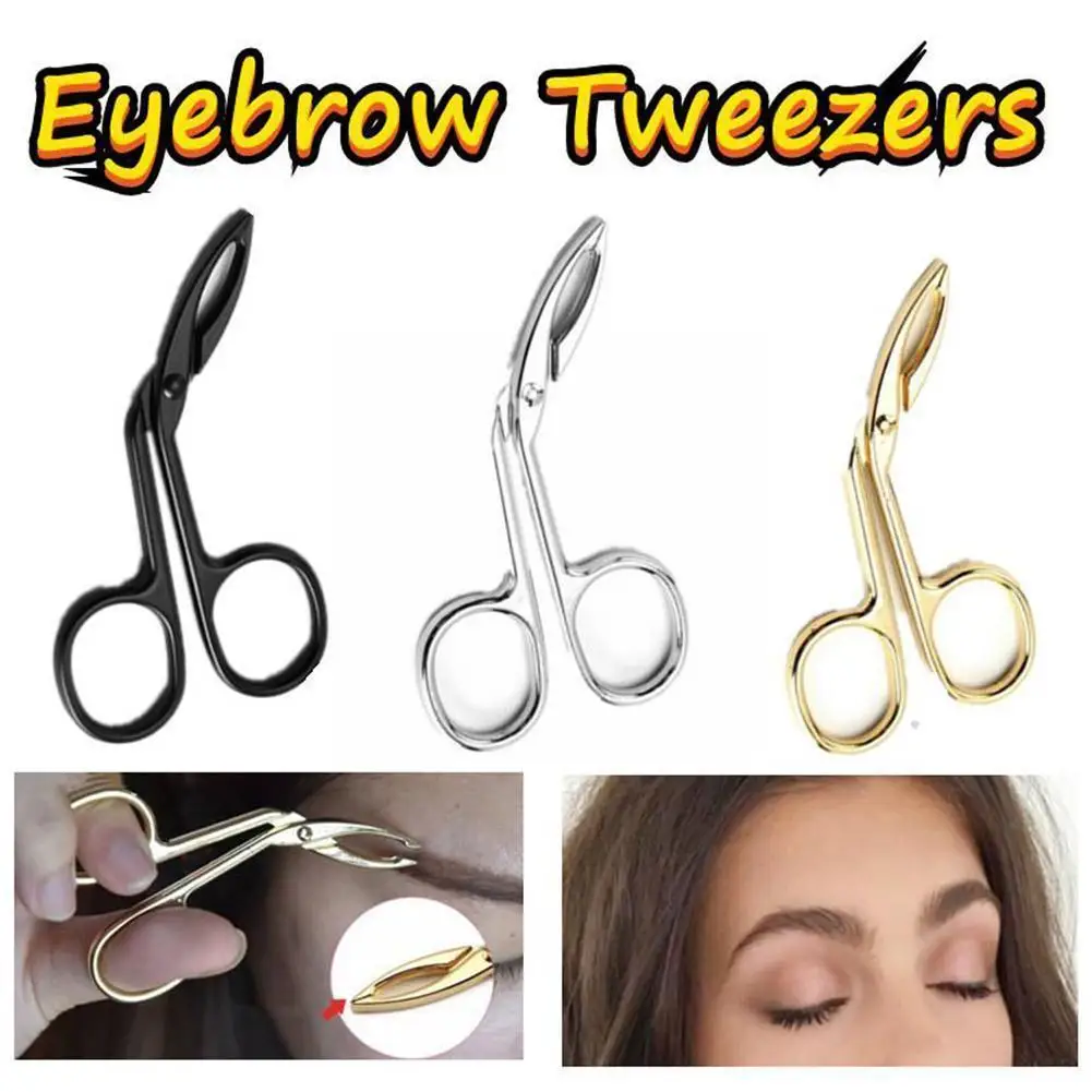 

1 PC Eyebrow Pliers Steel Gold Plated Rust-proof Removing Excess Tweezers Face/Brow/Hair at Tip Any Angle Angled W4D9