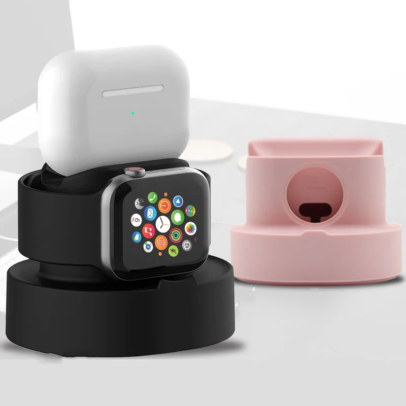 

Настольная подставка 3 в 1 для Apple Watch Series 8 7 6 SE 5 4, силиконовая подставка для зарядного устройства для iWatch 49 мм 45 мм 44 мм 41 мм 42 мм