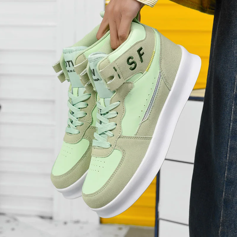 Winter Fashion Green Skateboard Shoes Men High Top Vulcanized Sneakers Man Platform Non-Slip Flats Sport Shoes Male Zapatillas