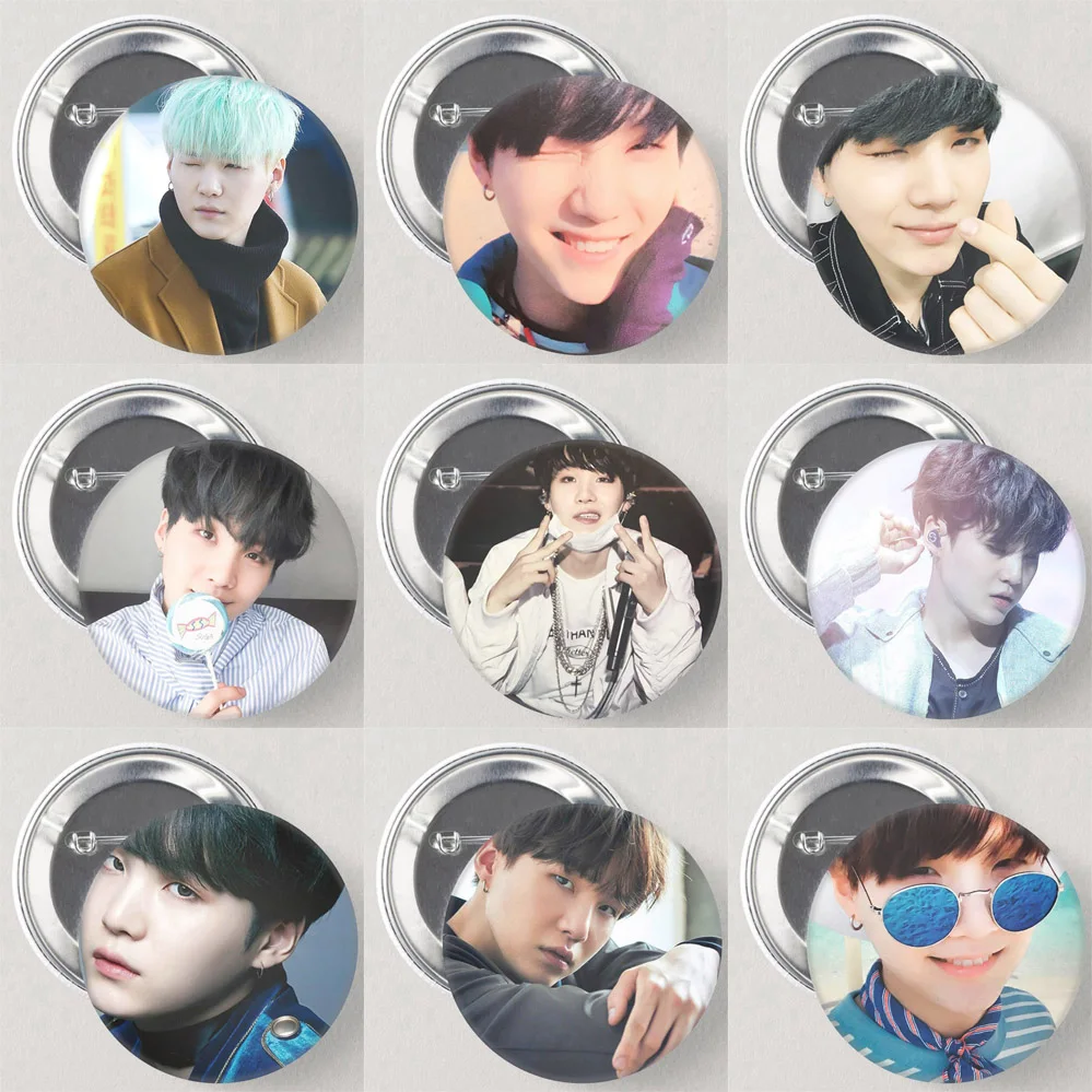 Значки на булавке SUGA, пуговицы, Bangtang BOY SUGA, милые Исцеляющие булавки с изображением смайлика, броши, ювелирные изделия для фанатов KPOP, сувенирные аксессуары в подарок