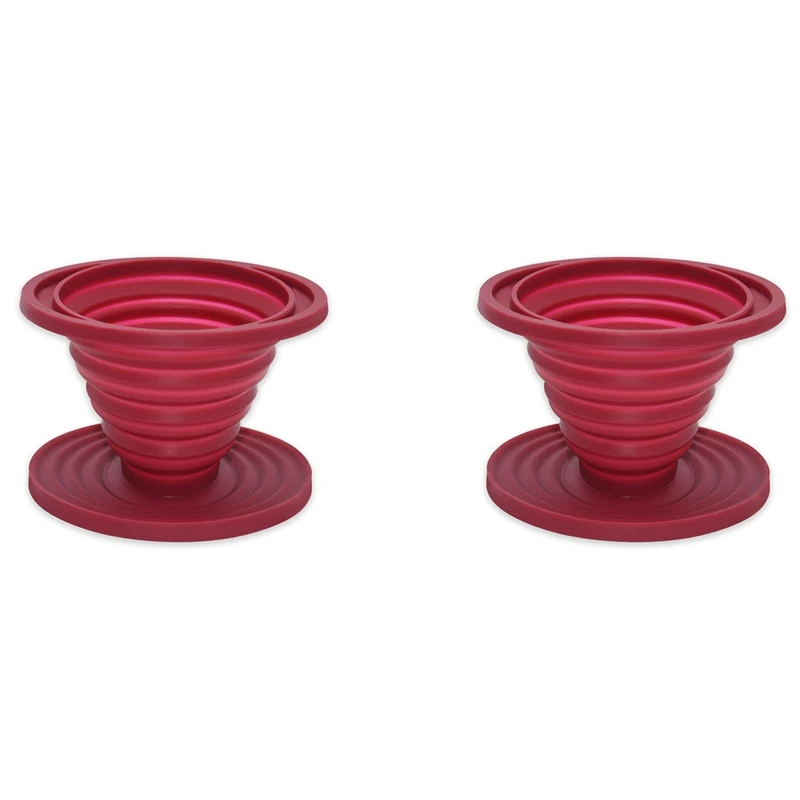 

2X Collapsible Camp Pour Over Coffee Dripper For Camp, Reusable Silicone Coffee Filter Holder For Home Kitchen