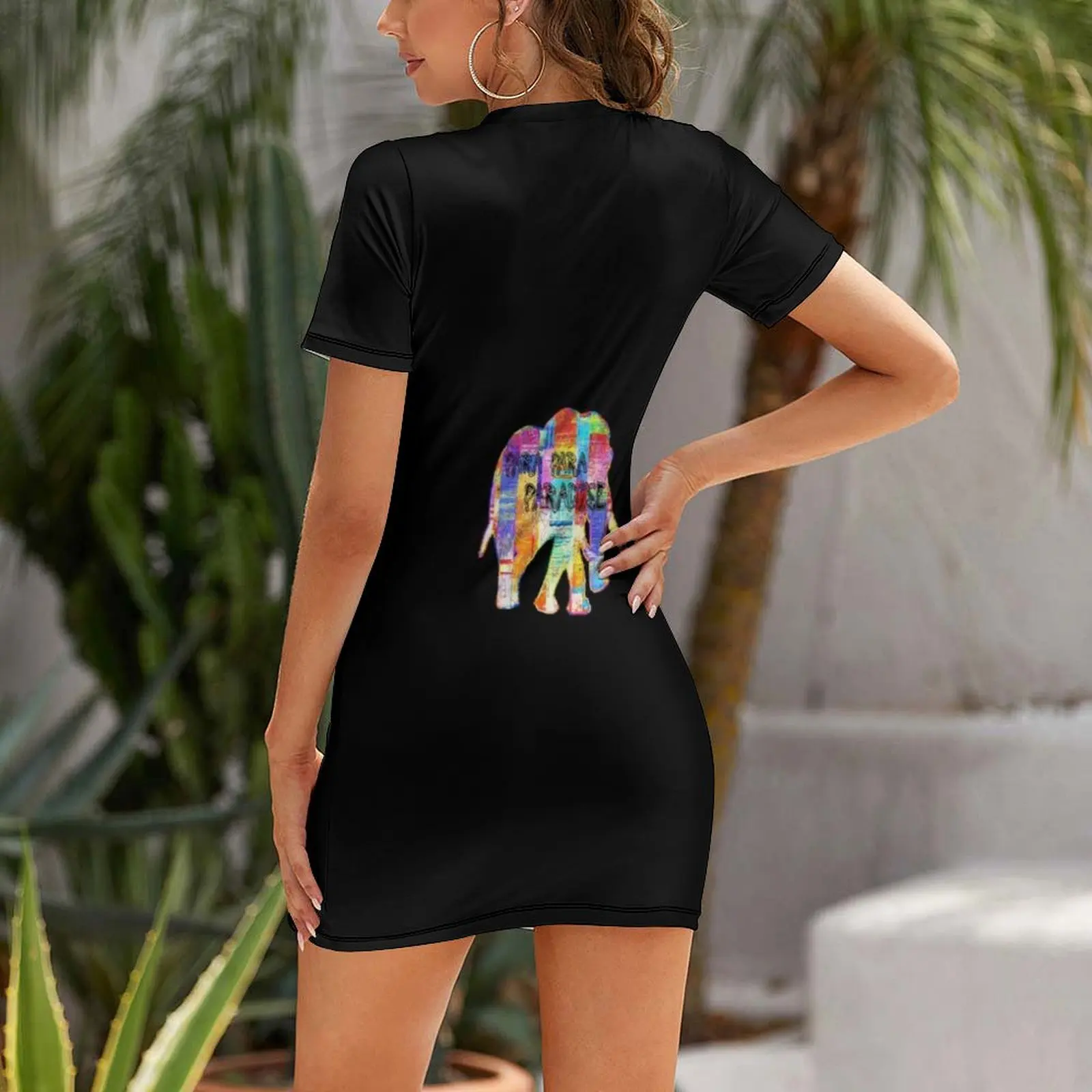 Футболка Para Paradise Платье с короткими рукавами и слоном платья длинными длинное