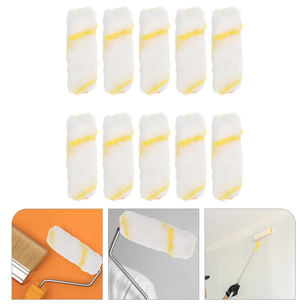 

10 Pcs 4 Inch Roller Home Repair Tools Refill House Painting Supplies Covers Rollers Kit Polyester