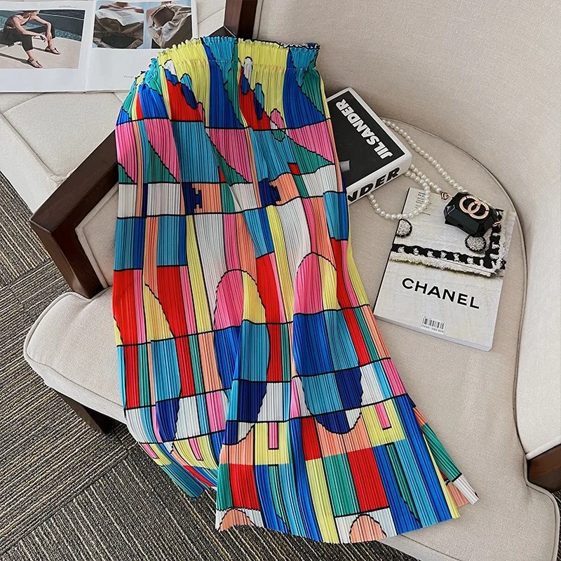

YCMYUNYAN 2023 New High Waisted Skirt Spring/summer Fashion Loose A-LINE Korean High Street Print Women Pleated Skirts