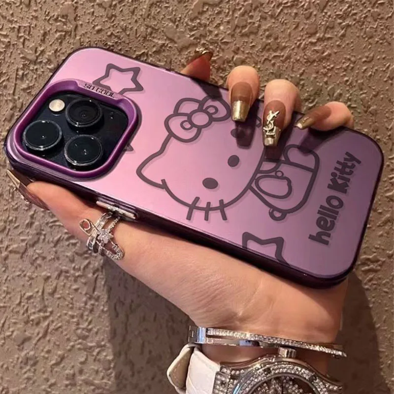 Miniso Hello Kitty 14Pro IPhone15 телефон милый 12 13 мультяшный креативный Xsmax Противоскользящий
