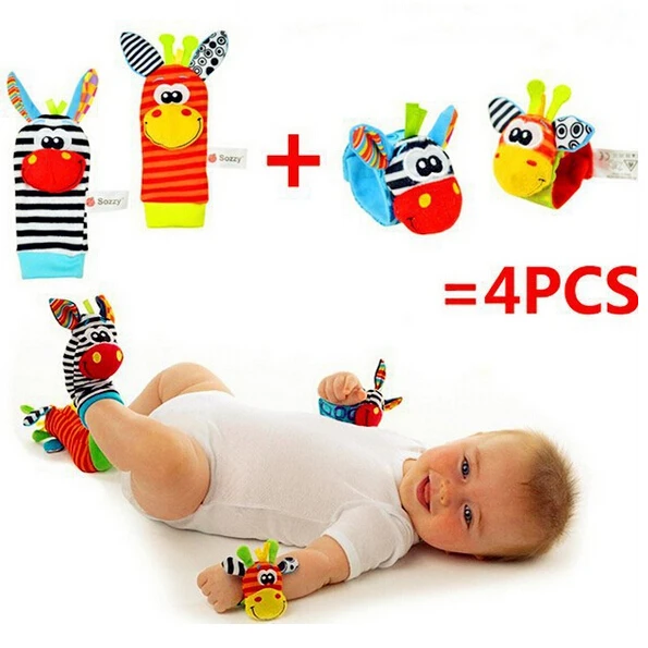 

(2pcs=1 Pc Waist+1 Pc Sock)/lot Baby Rattle Toys Garden Bug Wrist Rattle and Foot Socks