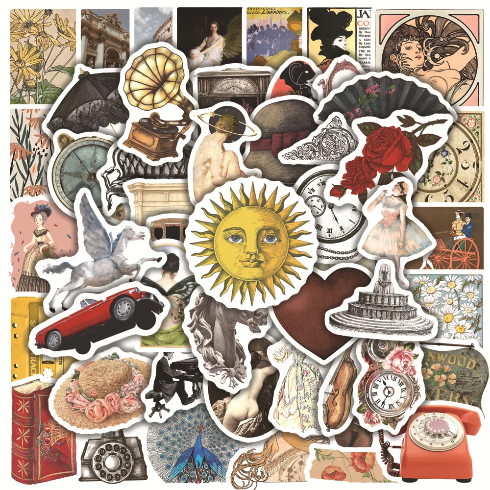 

10/30/50 шт. винтажные европейские Мультяшные наклейки, наклейки в эстетике «сделай сам», этикетка для скрапбукинга, дневника, бутылки с водой, ...