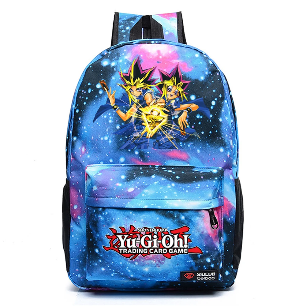 

Anime Yu-Gi-Oh Casual Zipper Backpack Student Starry Sky Schoolbag Canvas Packsack Teenager Knapsack Unisex Travel Laptop Bag