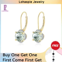 lp solid 14 karats yellow gold diamond earrings natural green amethyst 3 79ct special daisy cutting fine gemstone jewelry