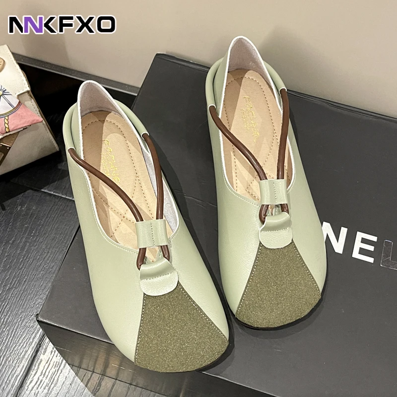 

Suede Leather Patchwork Women Shoes Wild Soft Bottom Women's Flat Shoes Lace-up Casual Zapatillas Femme vc4350