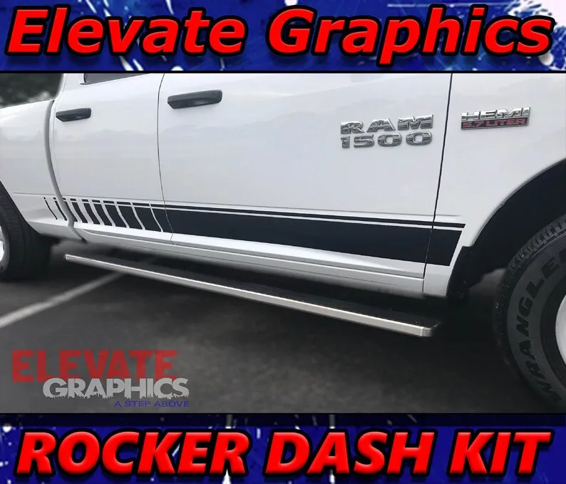

2009-2018 Fits Dodge Ram 1500 Rocker Dash Stripes Auto Graphics 3M Decals And Stickers