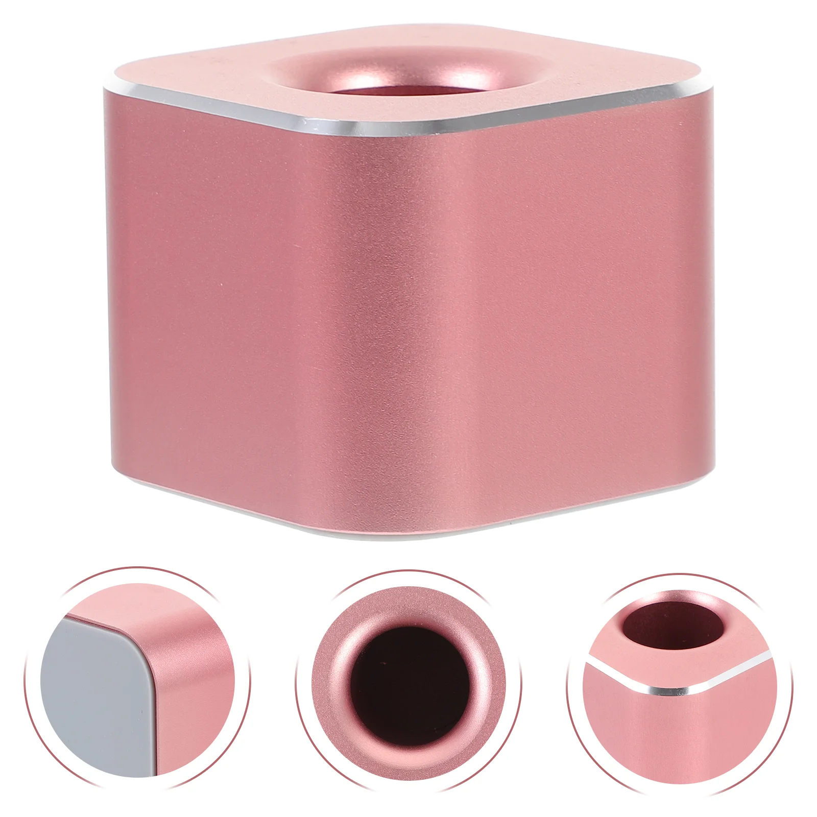 

Aluminum Alloy Signature Pen Holder Cube Single Hole Pen Rest Stand Pen Storage Holder