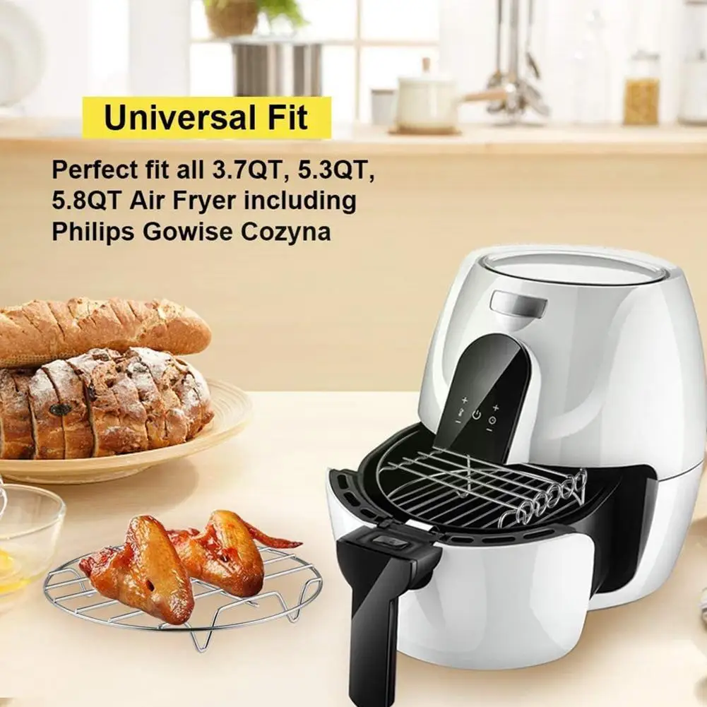 

Steel Airfryer Double Layer Rack Versatile Roasting Holder Holder Grill Air Grill Tray Skewers Baking Fryer Rack Rack With R3o4