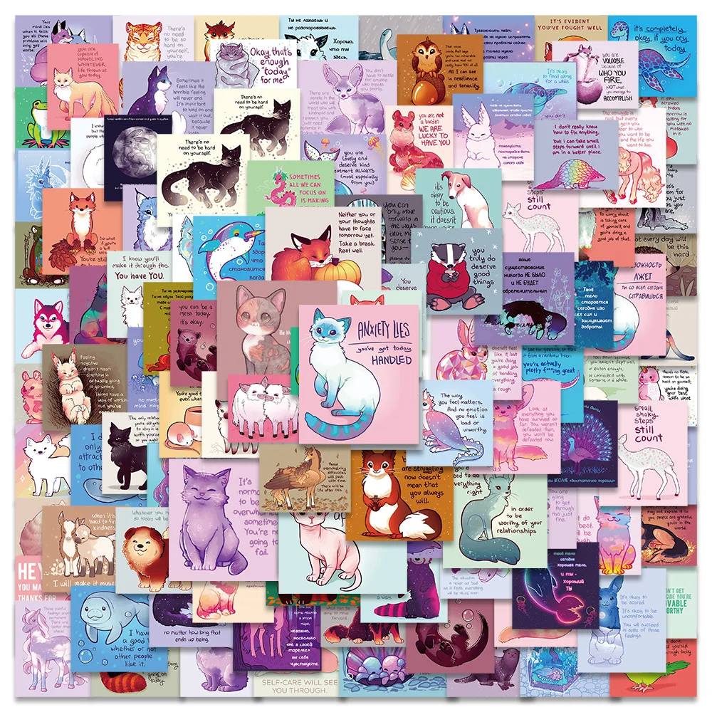 

10/60/110 шт., стикеры с рисунками животных