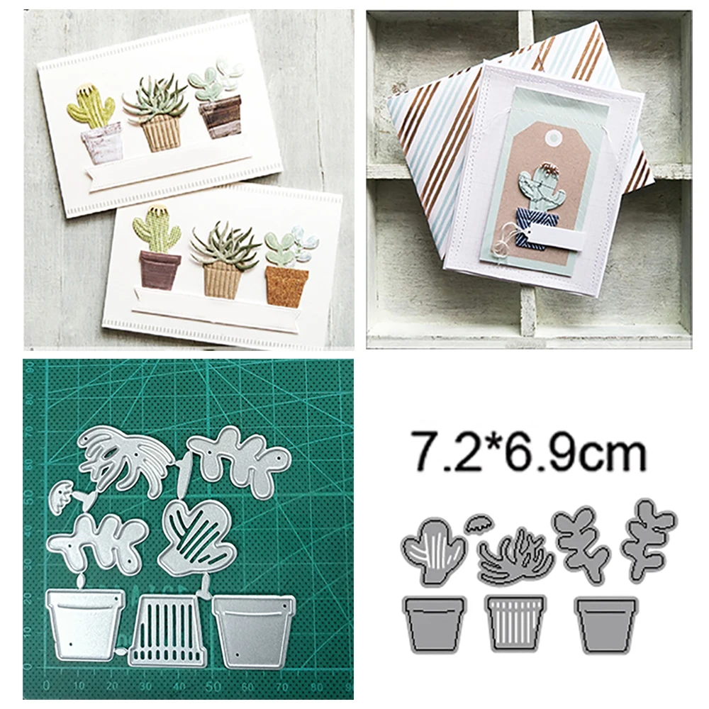 7pcs/lot  3 Style Cactus 2022 New Arrivals Metal Cutting Dies Scrapbooking Decoration Embossed Album Photo Card DIY Handicrafts