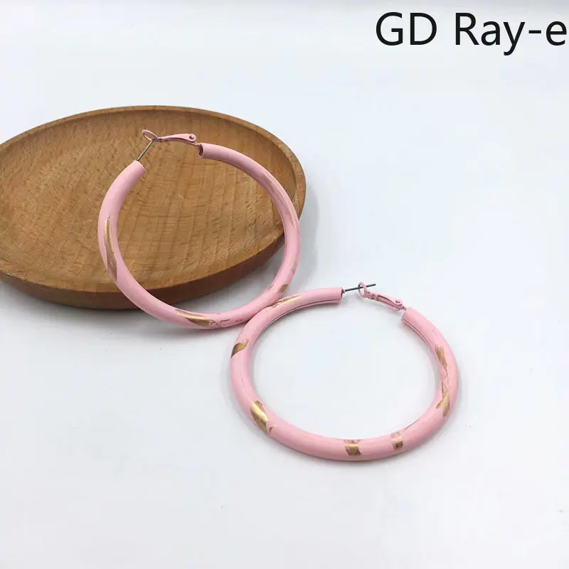 

New Fashion Rubber Coating Large Hoop Earrings for Women Luxury Statement Round Painting Earrings Wedding Jewelry Party Gift