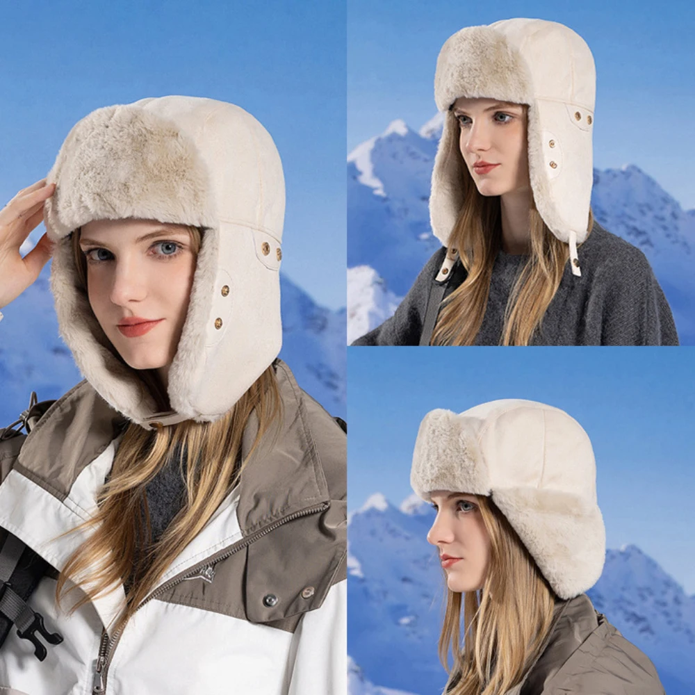 HT4509 Шапка-бомбер Толстые теплые зимние шапки для женщин Женская