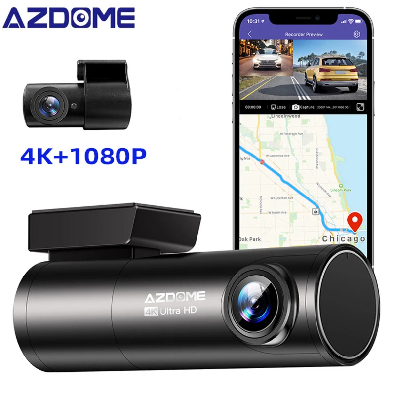 AZDOME M300S 4K Car DVR Voice Control Dash Cam With GPS Wifi Dashcams Car Camera UHD 3840*2160P Night Vision 24H Parking Monitor