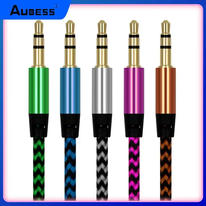 

Audio Cable Kabel Line Cord Auto Car Audio 1m Nylon Cable Kabel Audio Video Aux Cable Line Cord 3.5mm Plug Male