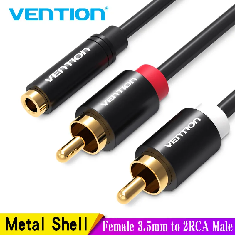

Vention Female 3.5mm Jack to 2RCA Male Audio Cable RCA Jack Splitter Y Cable For iPhone Amplifier Home Theater DVD Headphone AUX