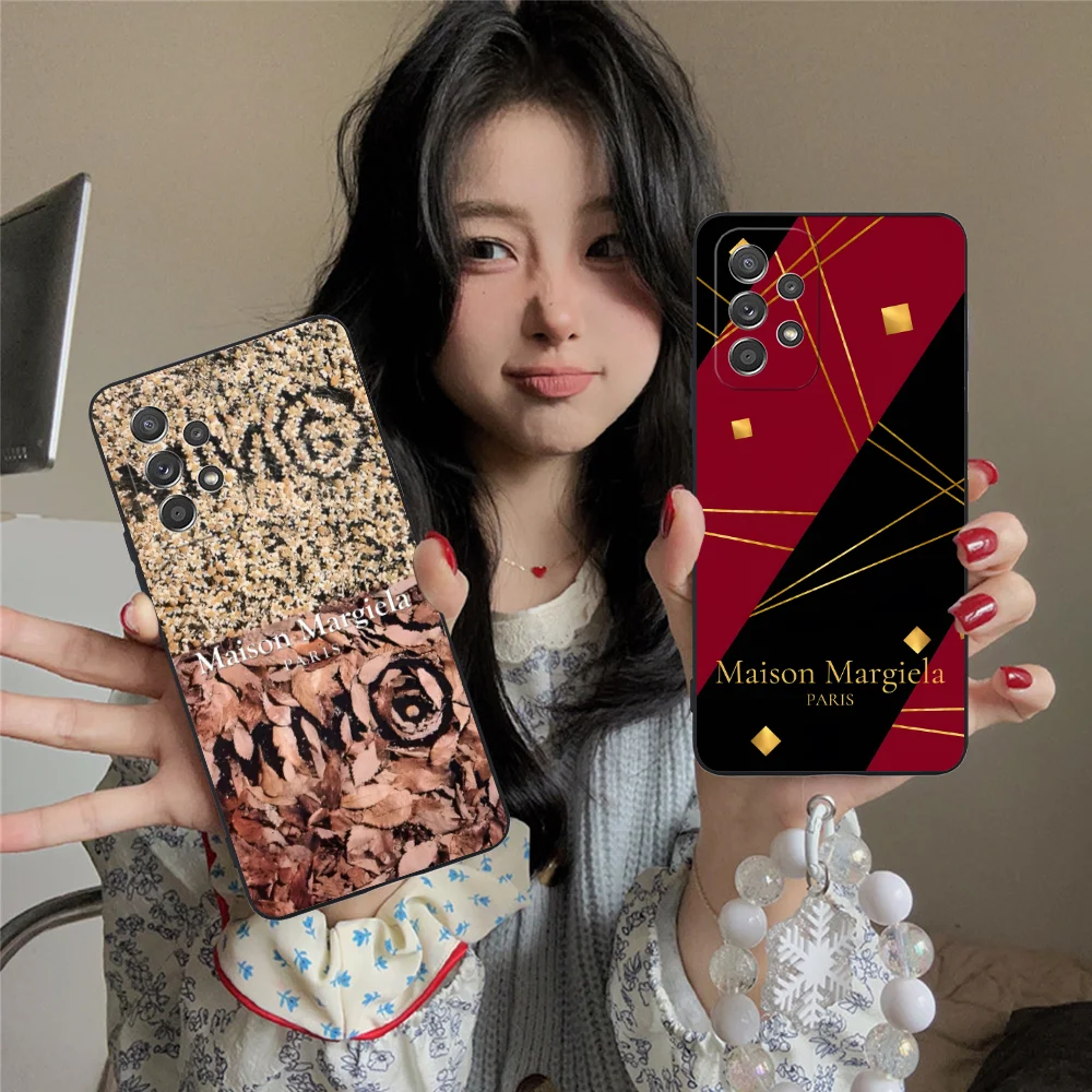 Mobile M-Margiela Phone Case for Samsung Galaxy A91 73 71 70 54 53 52 34 24 23 21 S 5G Black Cover Smartphone Cellphones