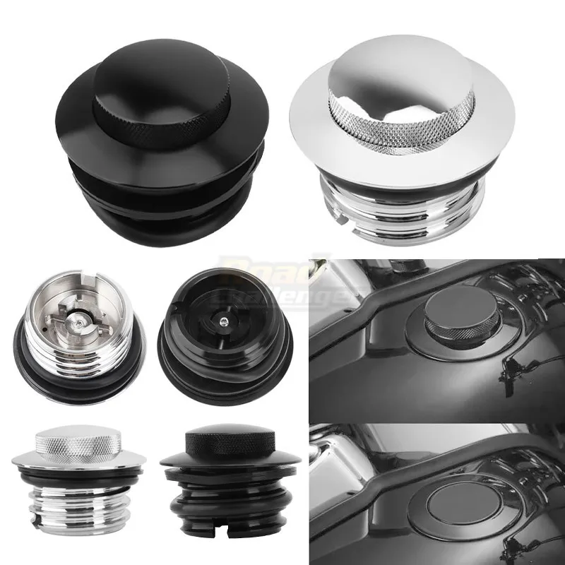 

Motorcycle Chrome Black CNC Flush Oil Fuel Tank Cap For Harley Sportster XL883 XL1200 Dyna FXD Softial Fat Boy Moto Accessories