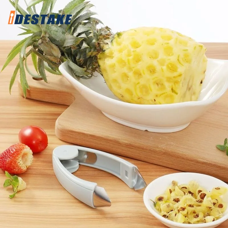 

Fruit Leaf Stem Remover Dug Device Pineapple Eye Peeler Corer Strawberry Huller Cutter Practical Seed Remover Clip Salad Tools