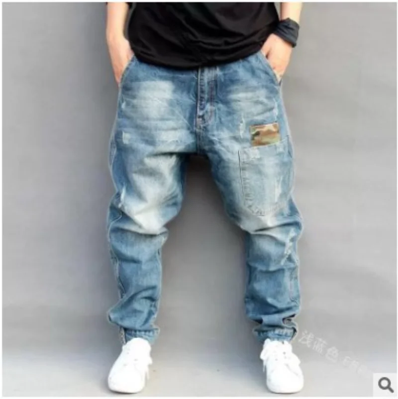 Vintage Trend Versatile Loose Fit Small Leg Hip-hop Pants Street Style Denim Harlan Pants Personalized New Slim Fit Torn Pants