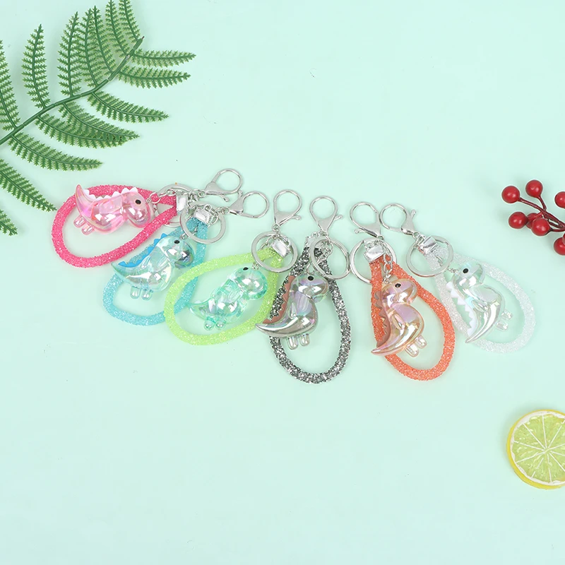 New Acrylic Dinosaur Doll Keychain Cute Animal Charm Key Chains Creative Car Bag Pendant Keyring For Women Men 1X 6 Color Option